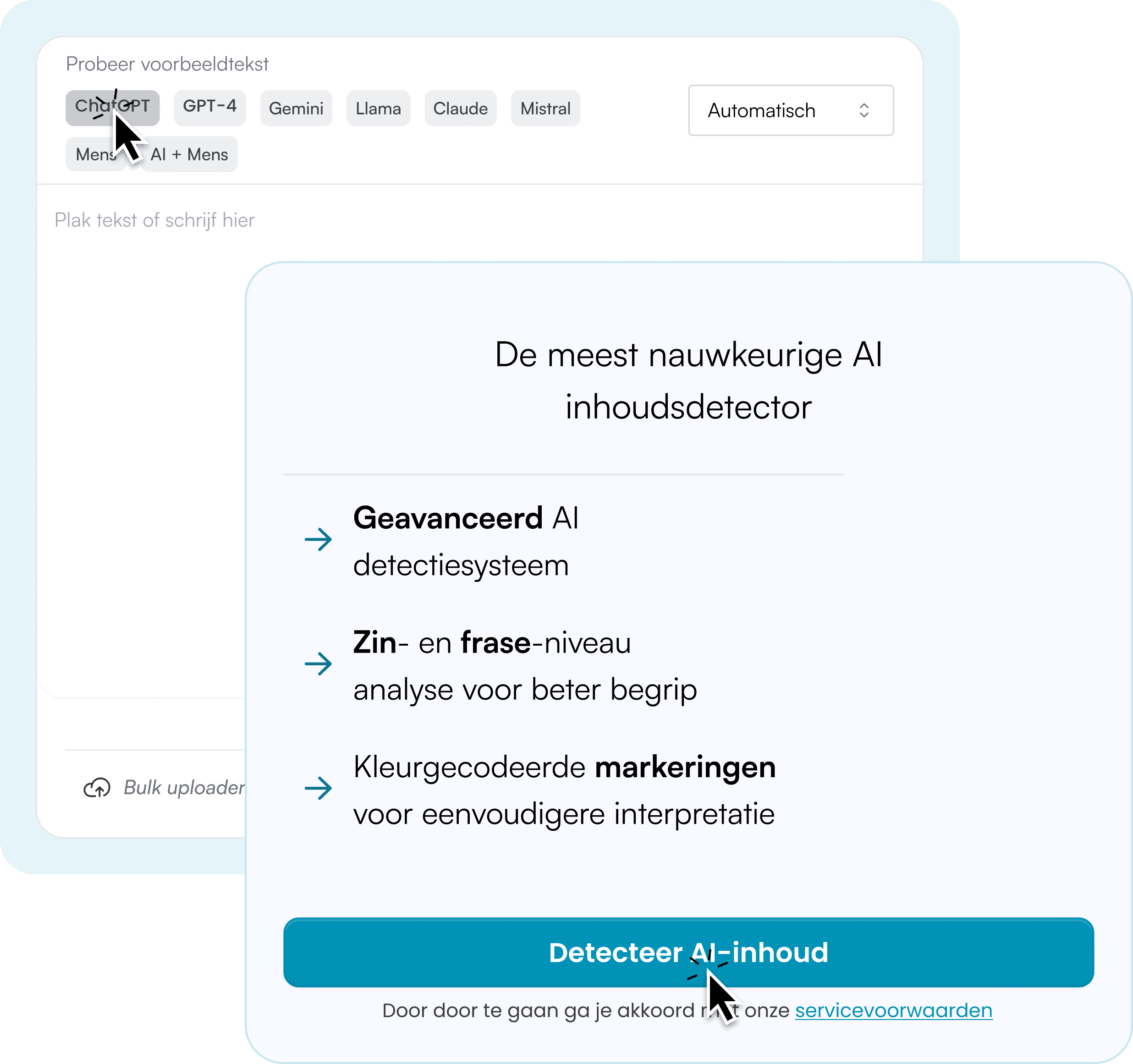 1. Plak of upload uw tekst