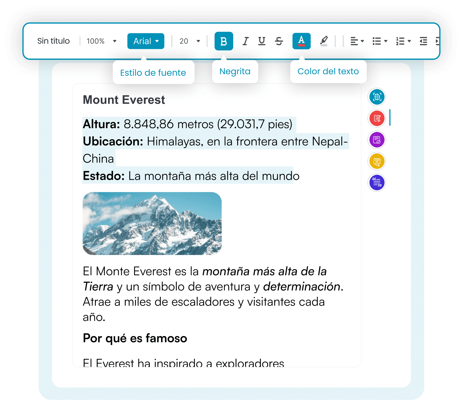 Un editor de verdad, no solo un cuadro de texto.