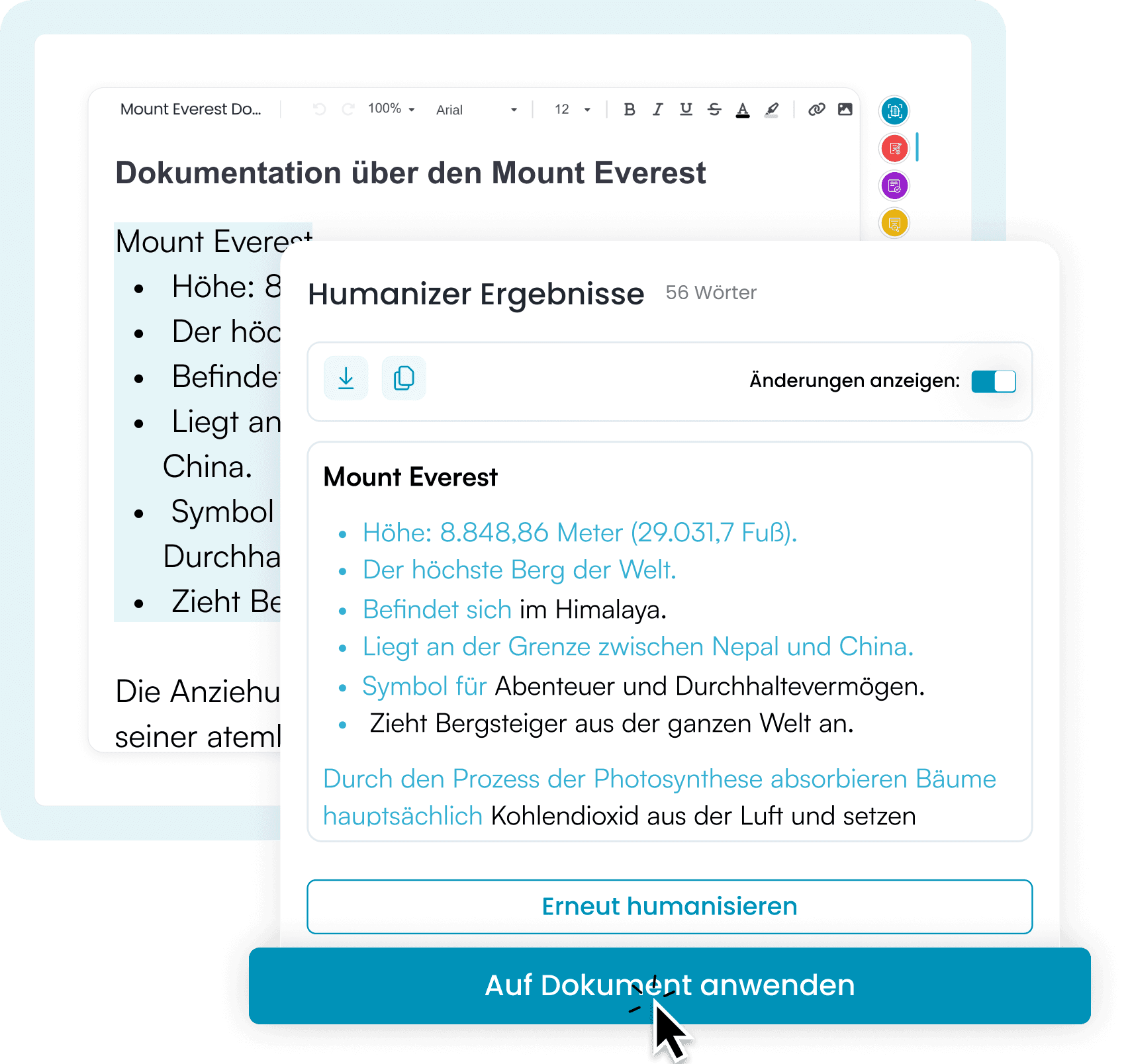 Humanisieren, überprüfen und ersetzen