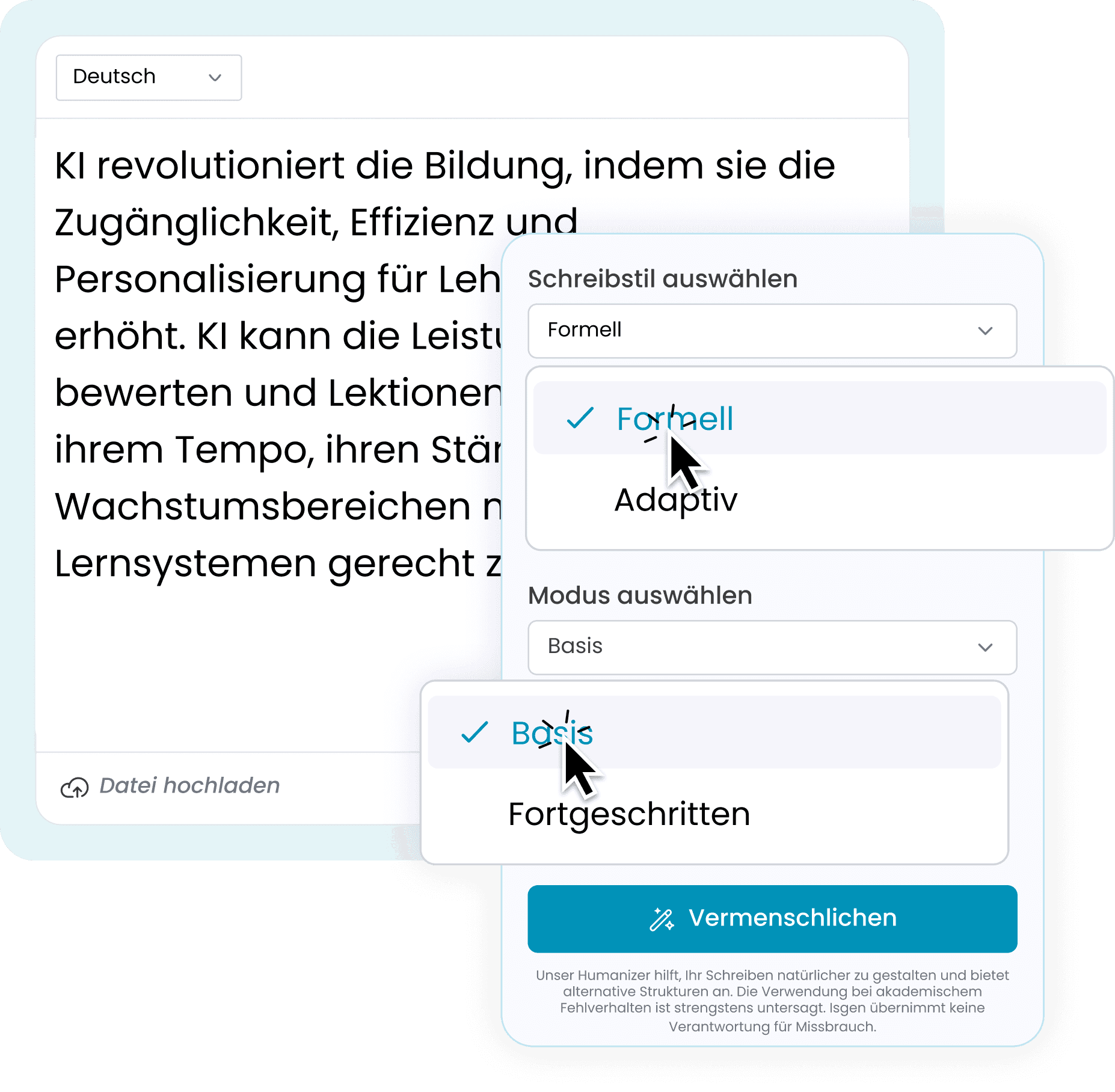 2. Wähle deinen Stil und Modus