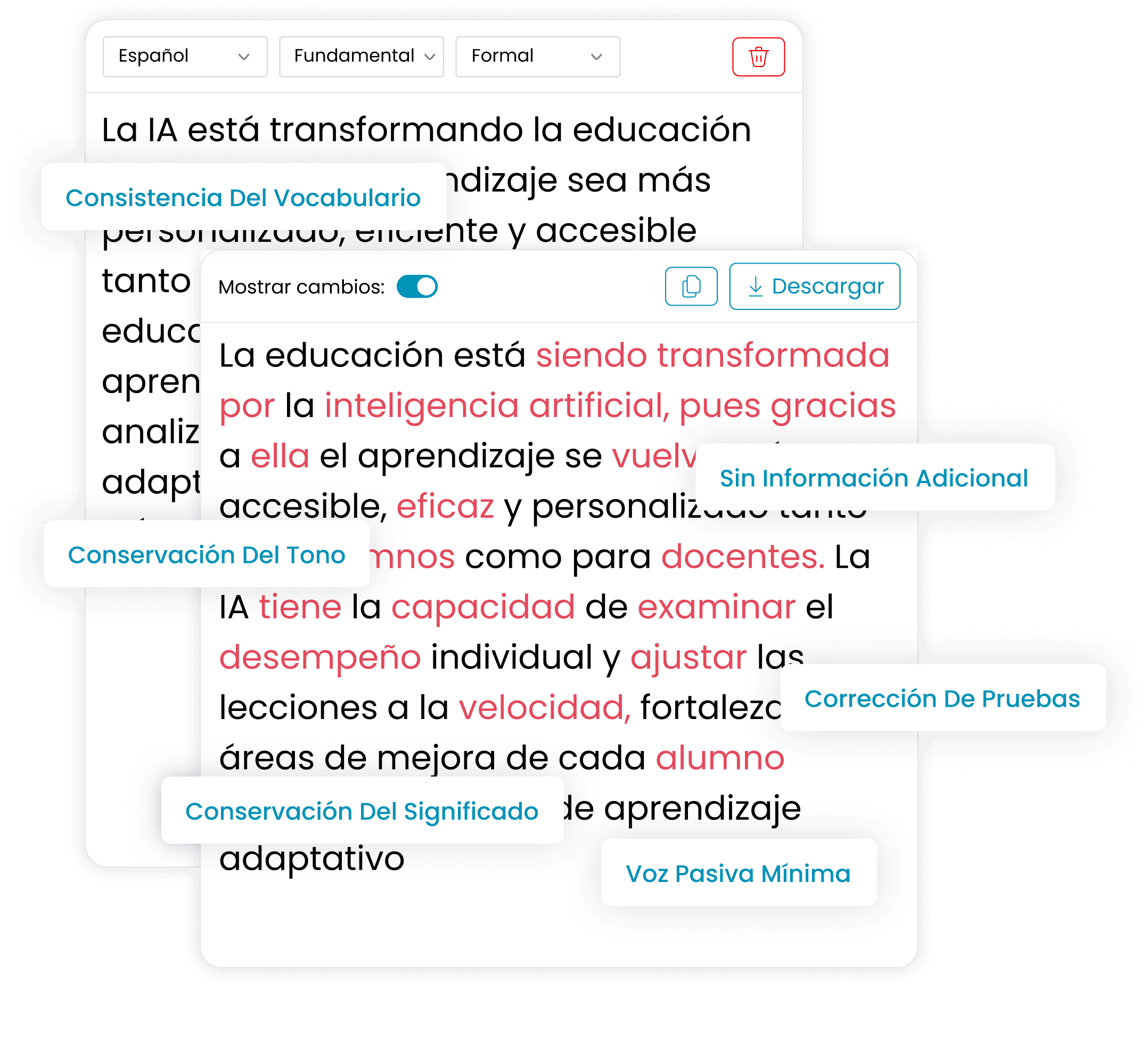 Reescribir texto, no significado