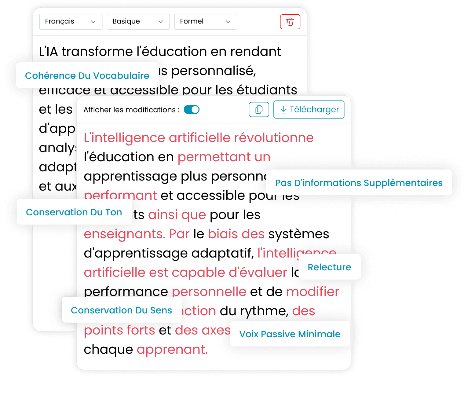 Réécrire le texte, pas le sens