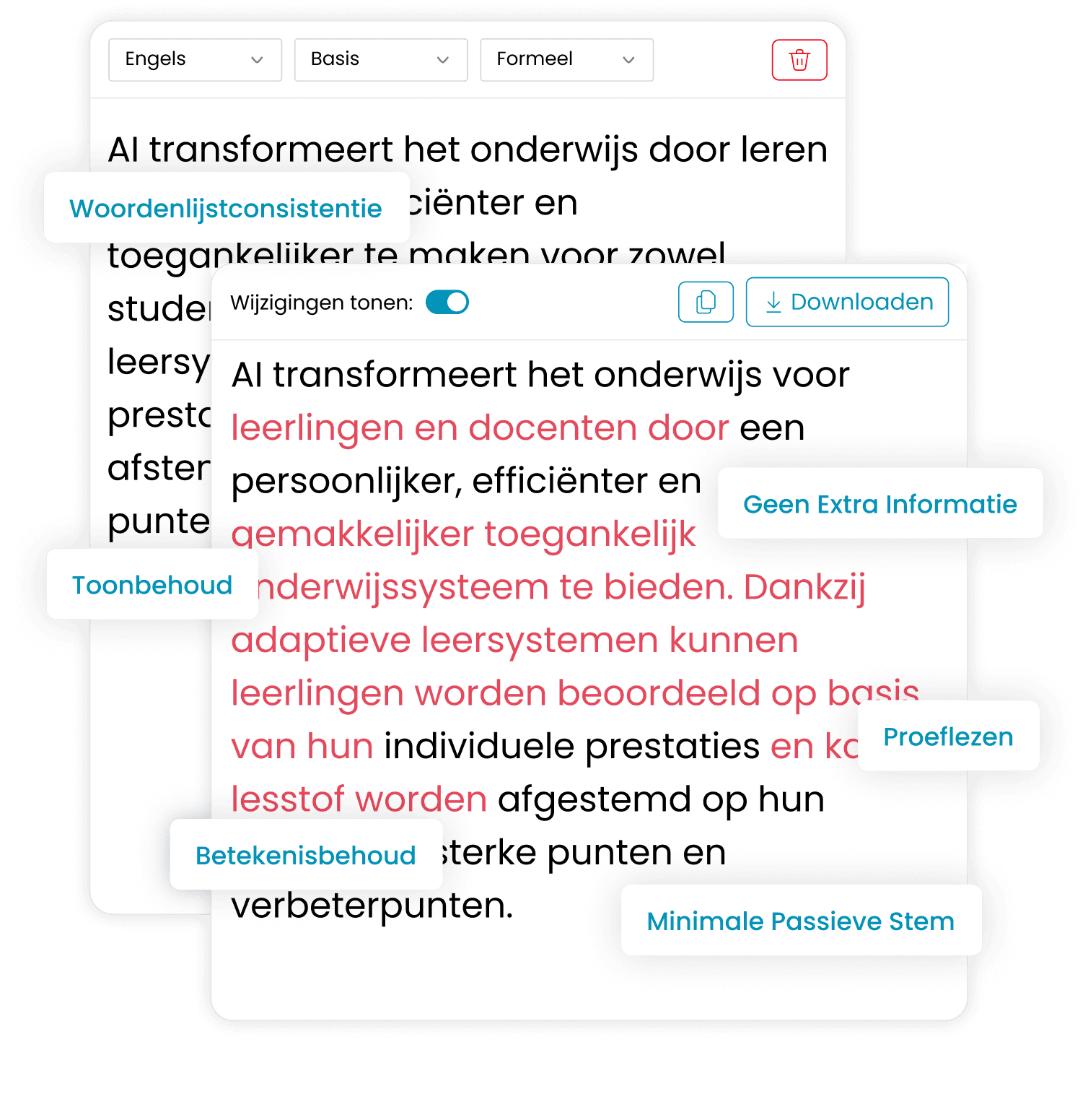 Herschrijf tekst, niet betekenis