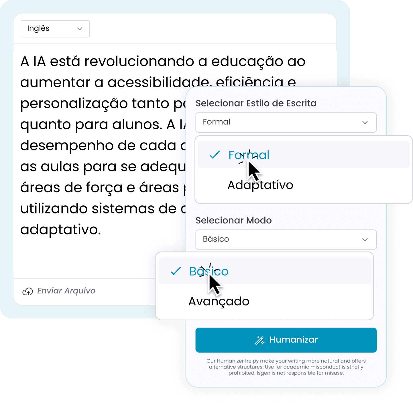 2. Escolha seu estilo e modo
