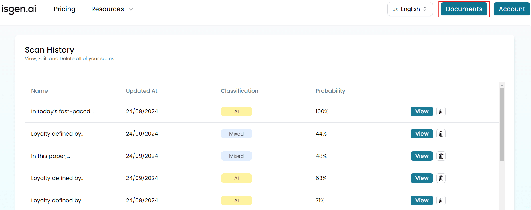 Détection IA pour PDF