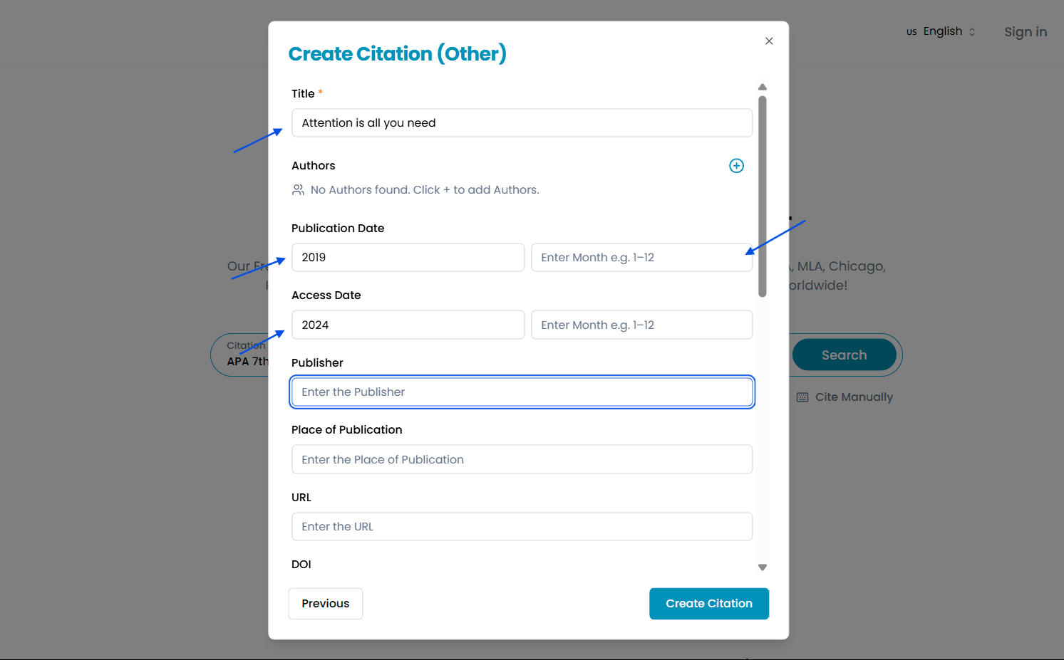 Citation Generation Tool